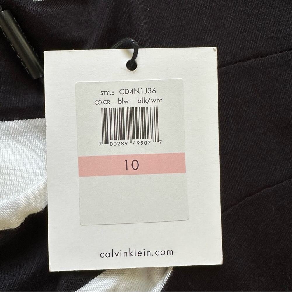 Calvin Klein Dress Black White Stripe 3/4 Sleeve Summer Casual Dress Size 10 NEW - Picture 9 of 13